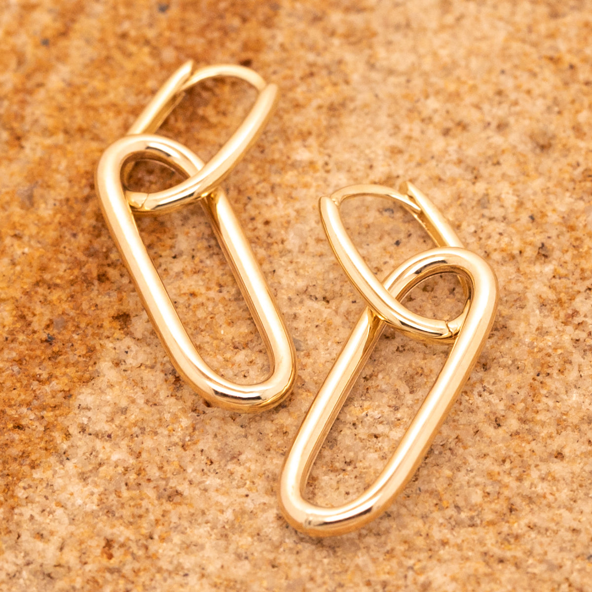 9ct Yellow Gold Paperclip Drop Earrrings