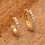 9ct Yellow Gold Classic Diamond Huggie Hoop Earrings