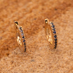 9ct Yellow Gold Blue Sapphire Huggie Hoop Earrings