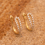 9ct Yellow Gold Petal Shaped Diamond Hoop Earrings