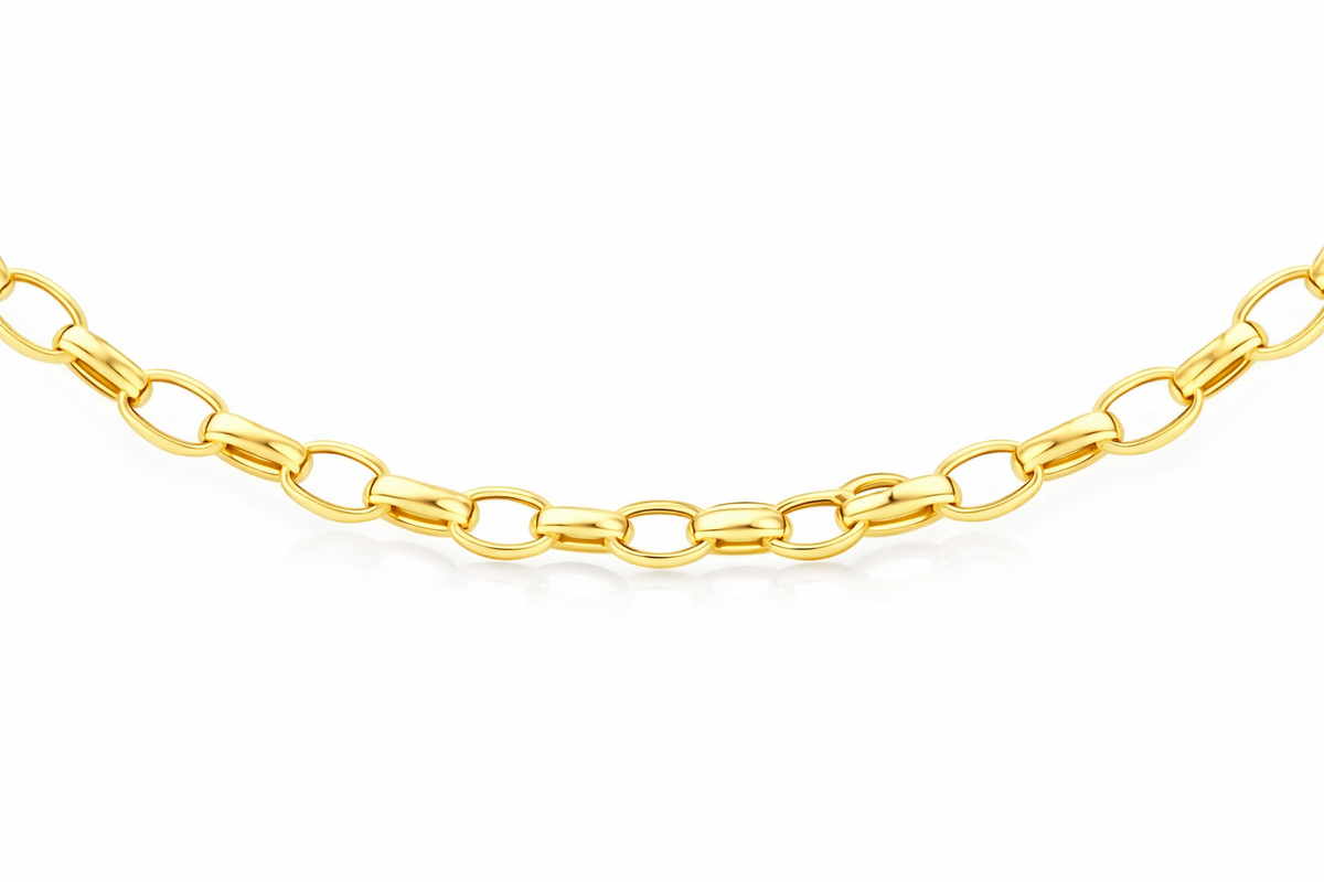 9ct Yellow Gold Oval Belcher Necklace