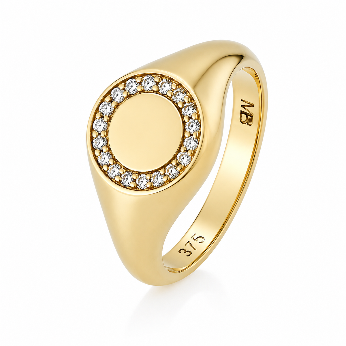 9ct Yellow Gold Diamond Circle Signet Ring