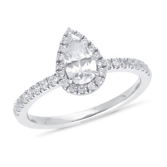 18ct White Gold 1.00ct Pear Shaped Diamond Solitaire Engagement Ring
