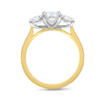 18ct Yellow & White Gold 2.5ct Oval Cut Diamond Trilogy Engagement Ring