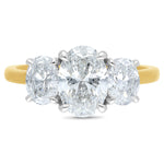18ct Yellow & White Gold 2.5ct Oval Cut Diamond Trilogy Engagement Ring