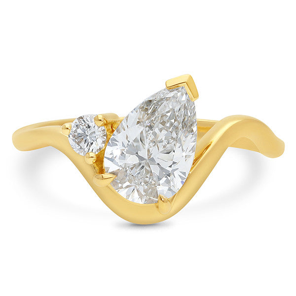 18ct Yellow Gold Pear & Brilliant Two Diamond Engagement Ring