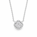 18ct White Gold Diamond Cluster Necklace