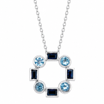 White Gold Aquamarine & Sapphire Pendant