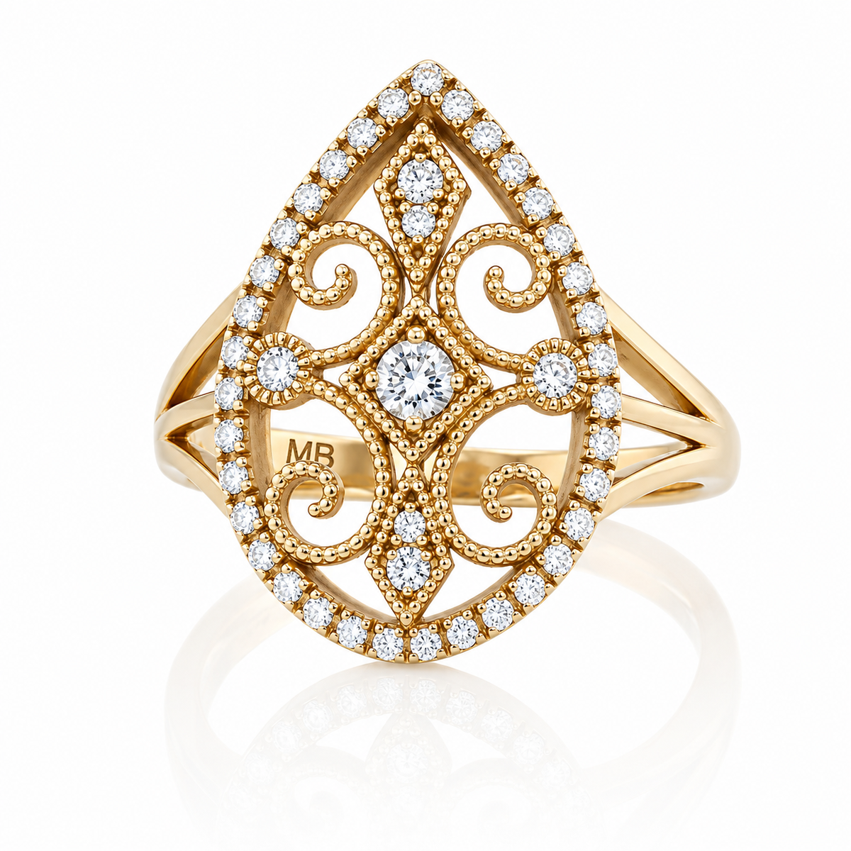 Yellow Gold & Diamond ‘Art Deco’ Dress Ring