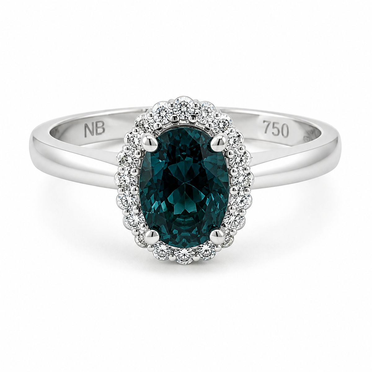 Sapphire & Diamond Halo Engagement Ring