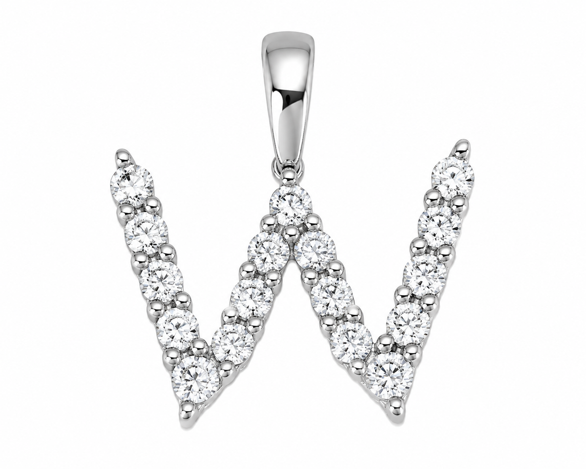 9ct White Gold 0.13ct Initial Diamond Pendants