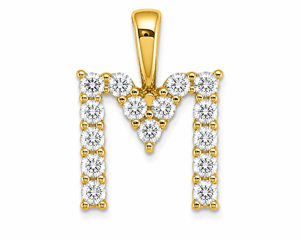 9ct Yellow Gold 0.13ct Initial Pendants