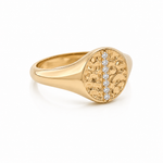 Yellow Gold & Diamond ‘Isabella’ Round Signet Ring