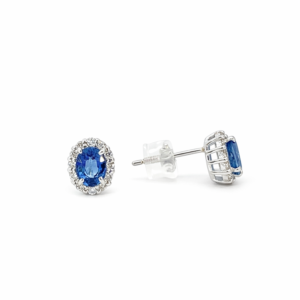 Sapphire & Diamond Stud Earrings