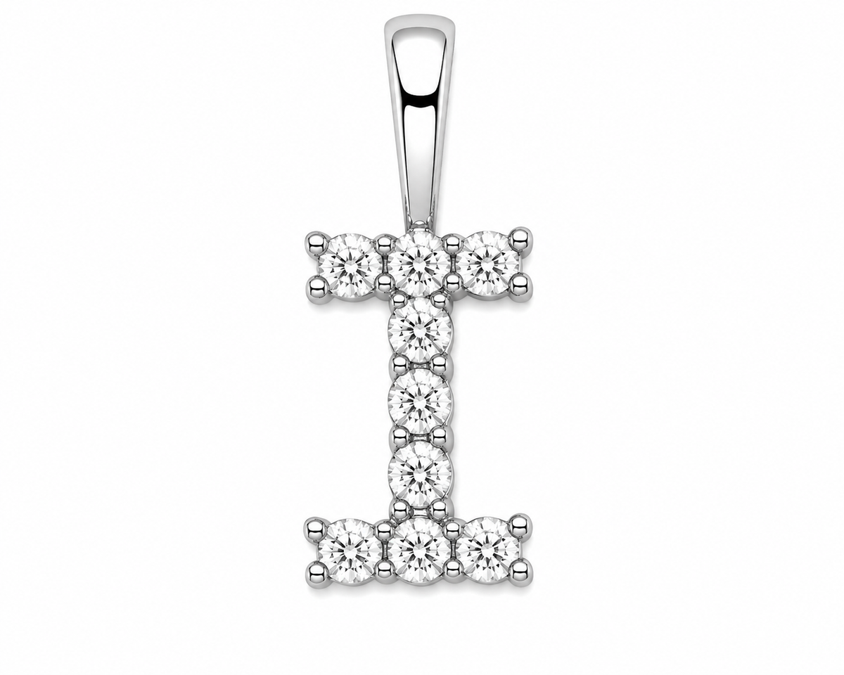 9ct White Gold 0.13ct Initial Diamond Pendants