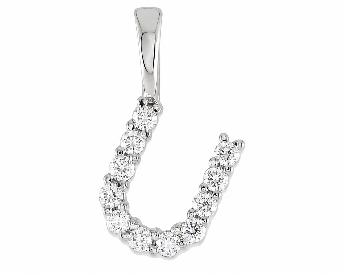 9ct White Gold 0.13ct Initial Diamond Pendants
