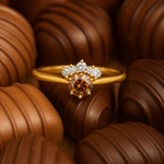 Australian Chocolate & White Diamond Halo Solitaire Ring