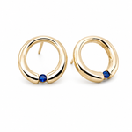 Yellow Gold & Sapphire Open Circle Earrings