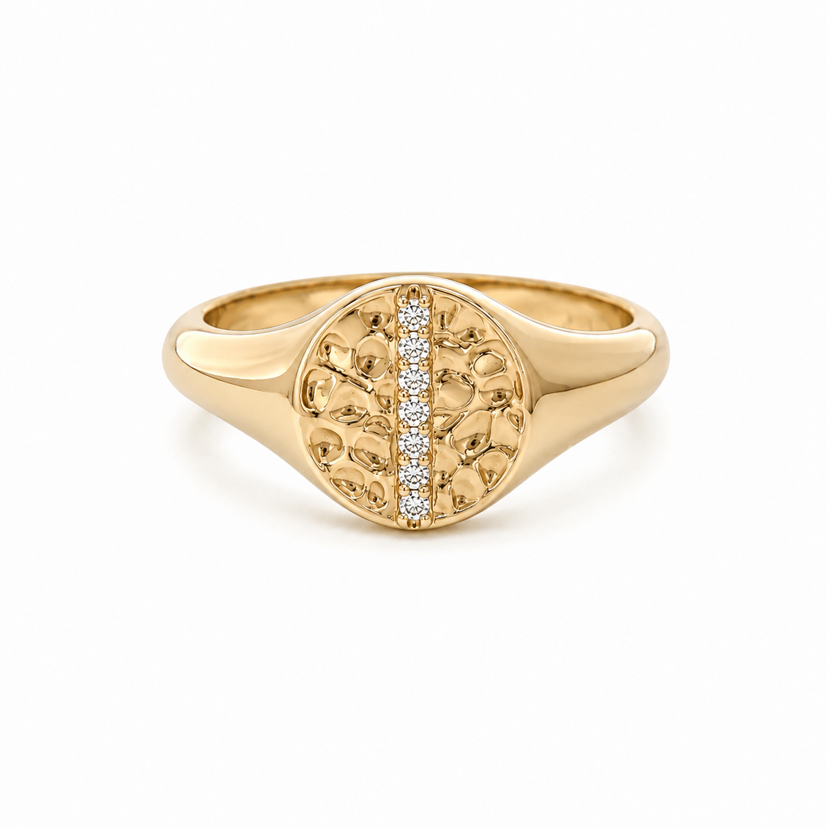Yellow Gold & Diamond ‘Isabella’ Round Signet Ring