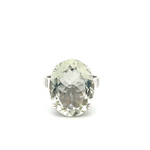 Oval Green Amethyst Silver Ring