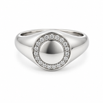 9ct White Gold Diamond Circle Signet Ring