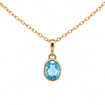 Yellow Gold & Blue Topaz Pendant