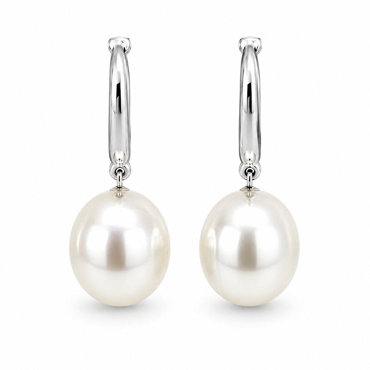 18ct White Gold Pearl Drop Earrings