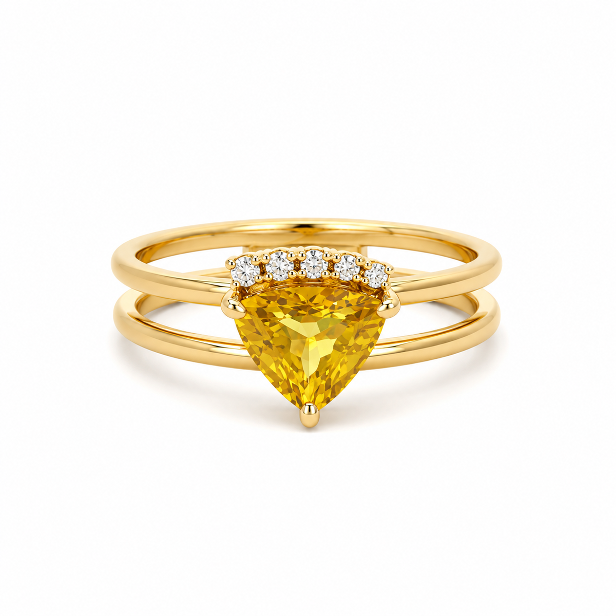 9ct Yellow Gold Yellow Sapphire & Diamond Dress Ring