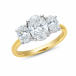 18ct Yellow & White Gold 2.5ct Oval Cut Diamond Trilogy Engagement Ring
