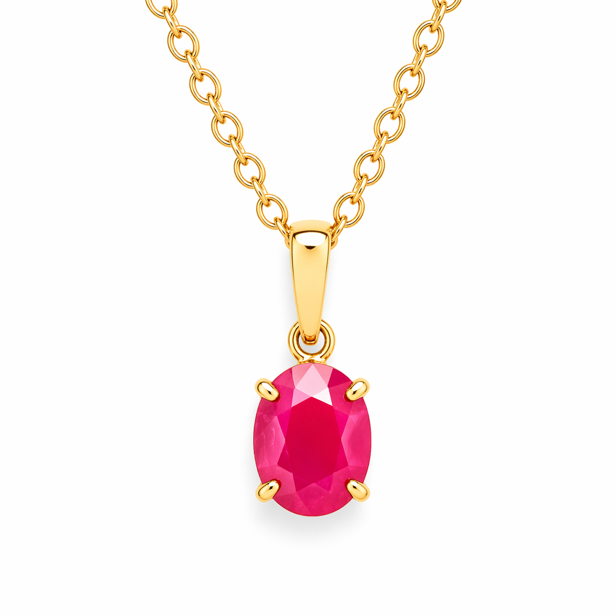 9ct Yellow Gold Enhanced Ruby Pendant