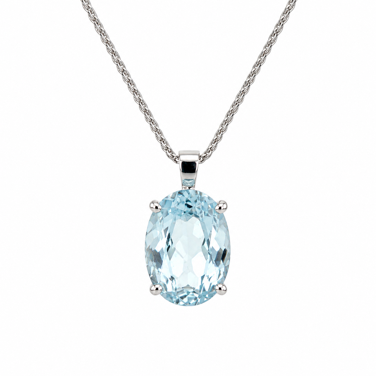 White Gold Blue Zircon Pendant