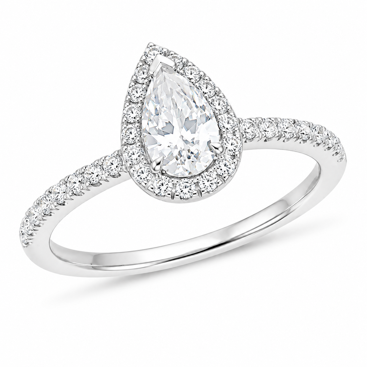 18ct White Gold 1.00ct Pear Shaped Diamond Solitaire Engagement Ring