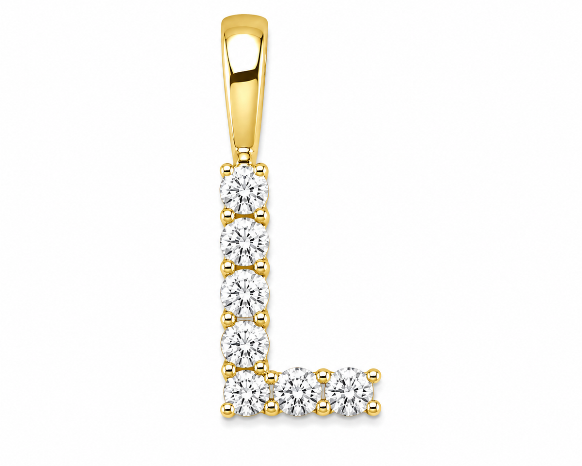9ct Yellow Gold 0.13ct Initial Pendants