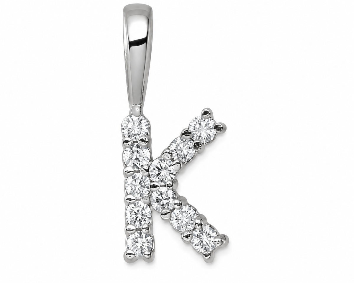 9ct White Gold 0.13ct Initial Diamond Pendants