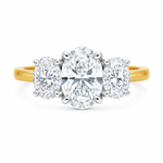18ct Yellow & White Gold 2.5ct Oval Cut Diamond Trilogy Engagement Ring