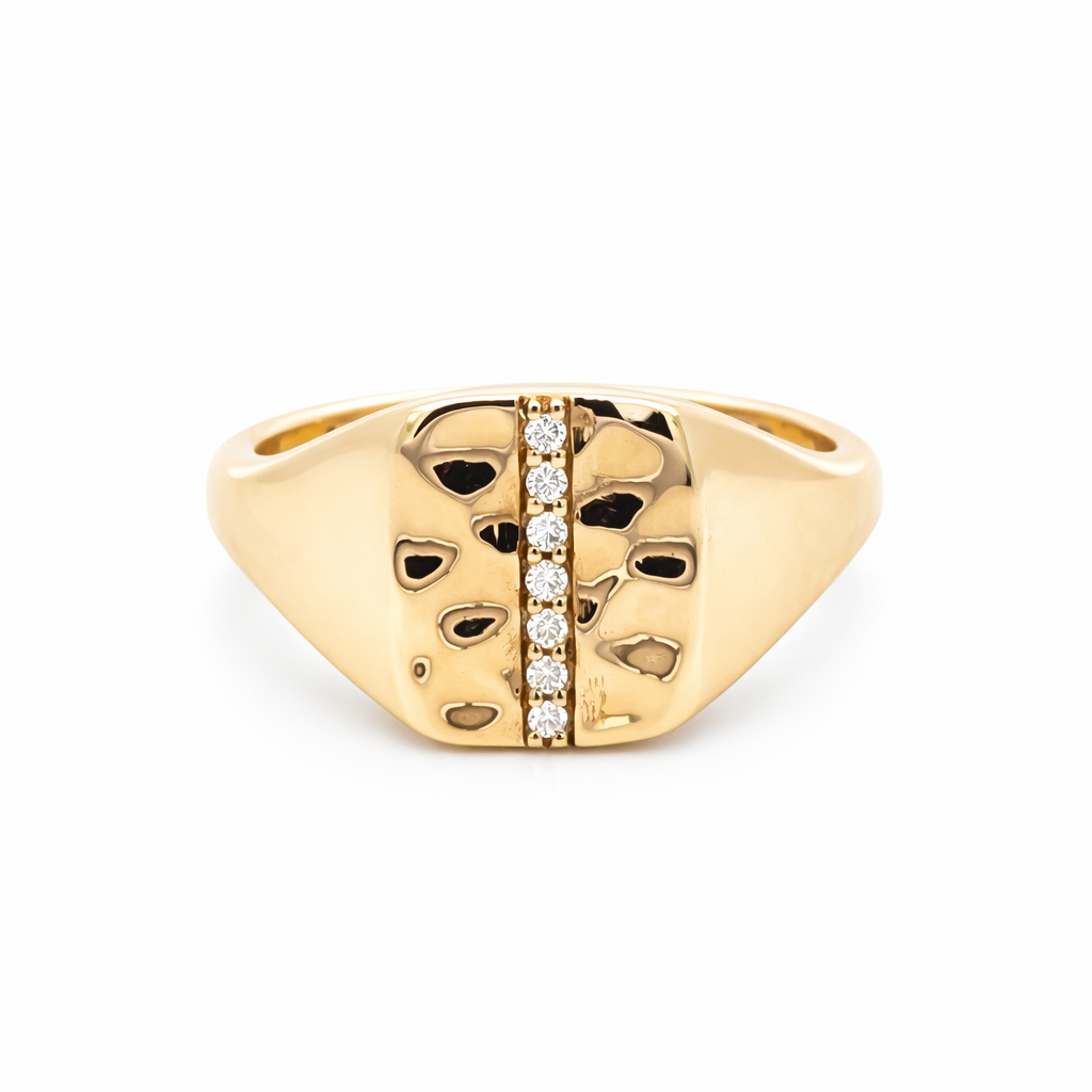 9ct Yellow Gold & Diamond ‘Isabella’ Rectangle Signet Ring