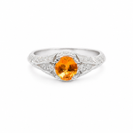 9ct White Gold Spessartite Garnet & Diamond 'Art Deco' Ring