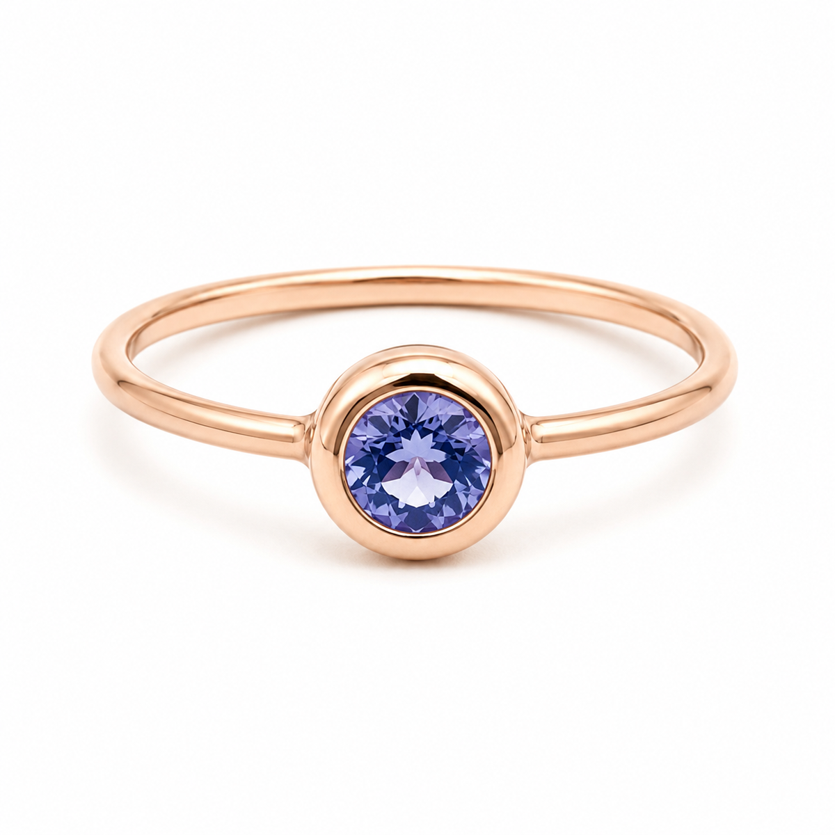 Rose Gold Bezel Set Tanzanite Ring