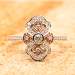 9ct White Gold Pink Diamond Scalloped Dress Ring - Markbridge Jewellers