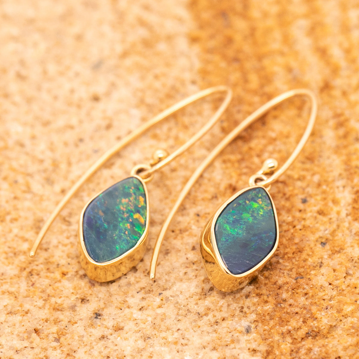 9ct Yellow Gold Opal Doublet Drop Earrings - Markbridge Jewellers