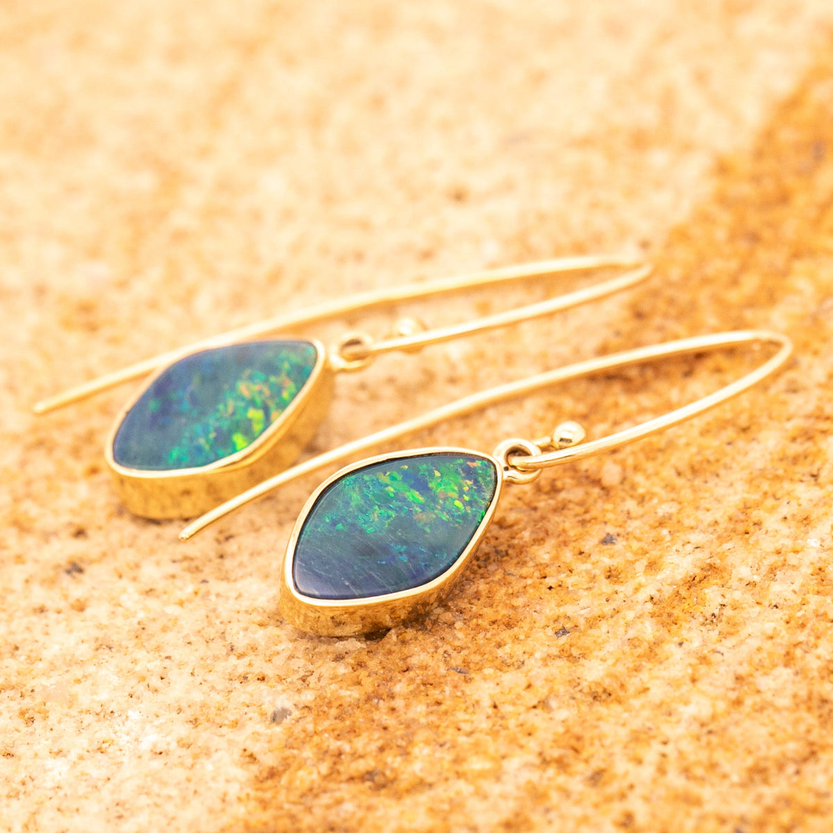 9ct Yellow Gold Opal Doublet Drop Earrings - Markbridge Jewellers