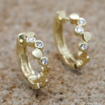 9k Gold & Diamond Bubble Hoop Earrings - Markbridge Jewellers