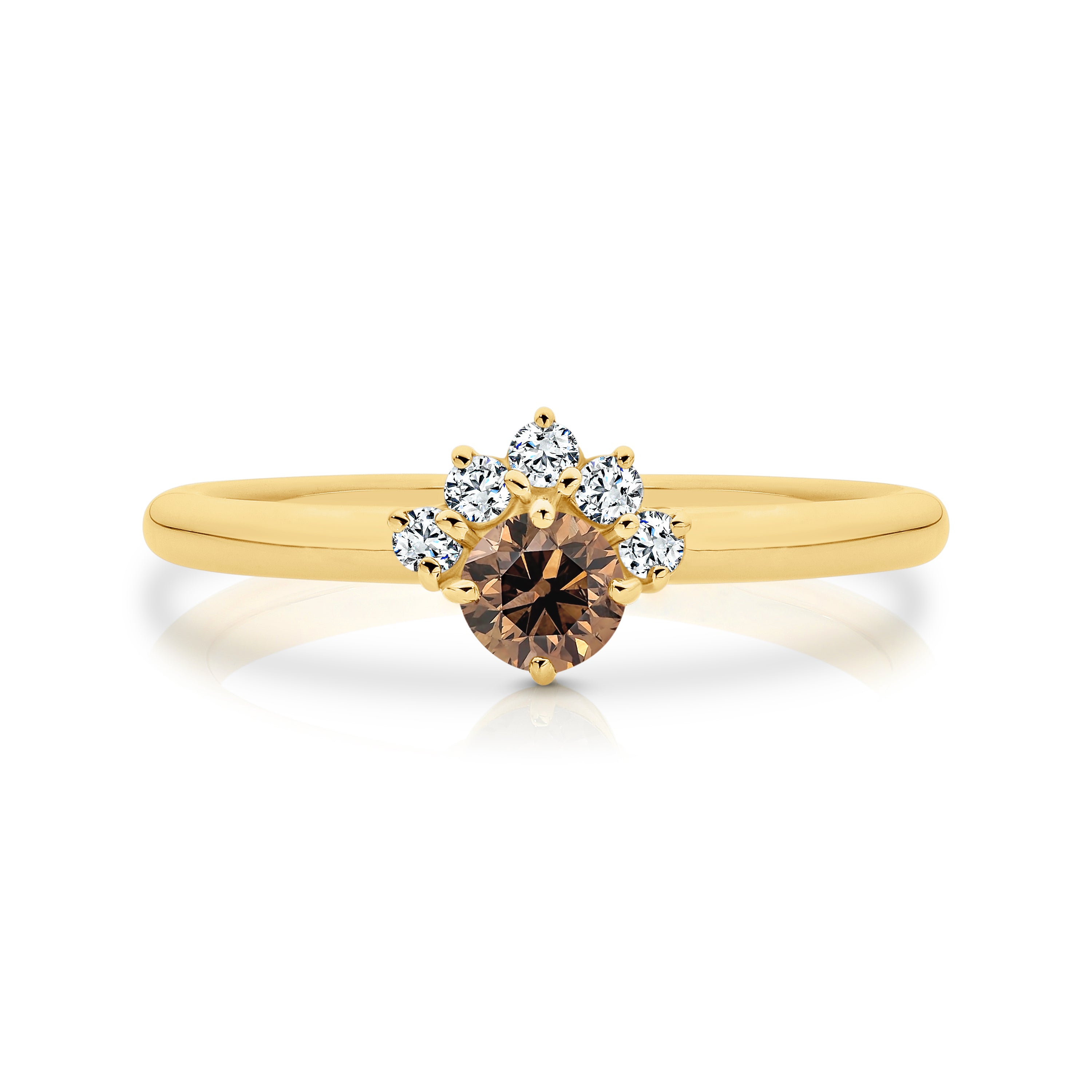 Australian Chocolate White Diamond Halo Solitaire Ring