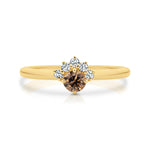 Australian Chocolate & White Diamond Halo Solitaire Ring