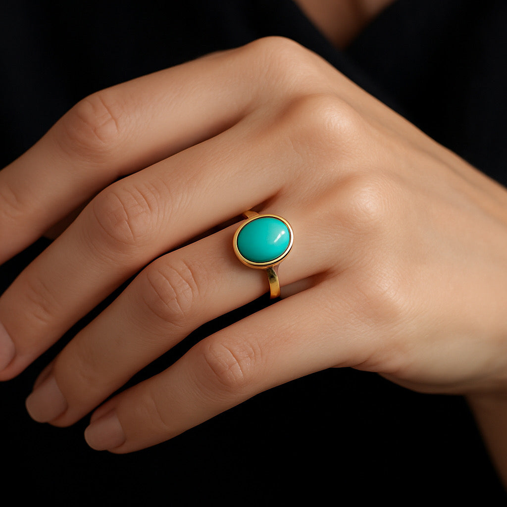 Yellow Gold Turquoise Ring
