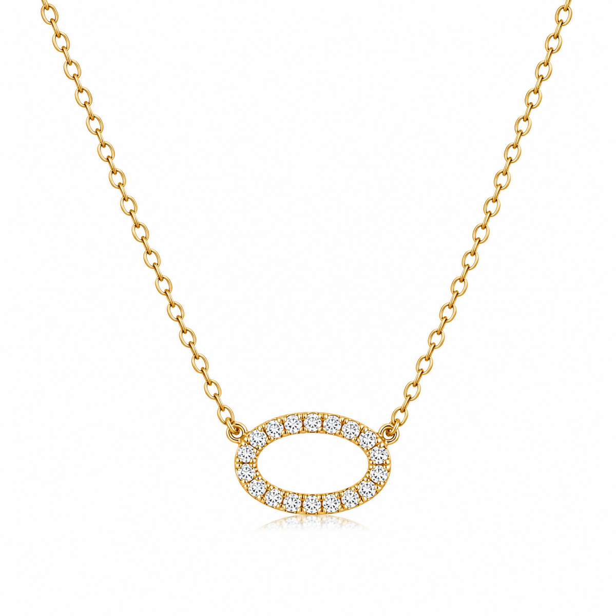 9ct Yellow Gold 0.14ct Oval Diamond Necklace