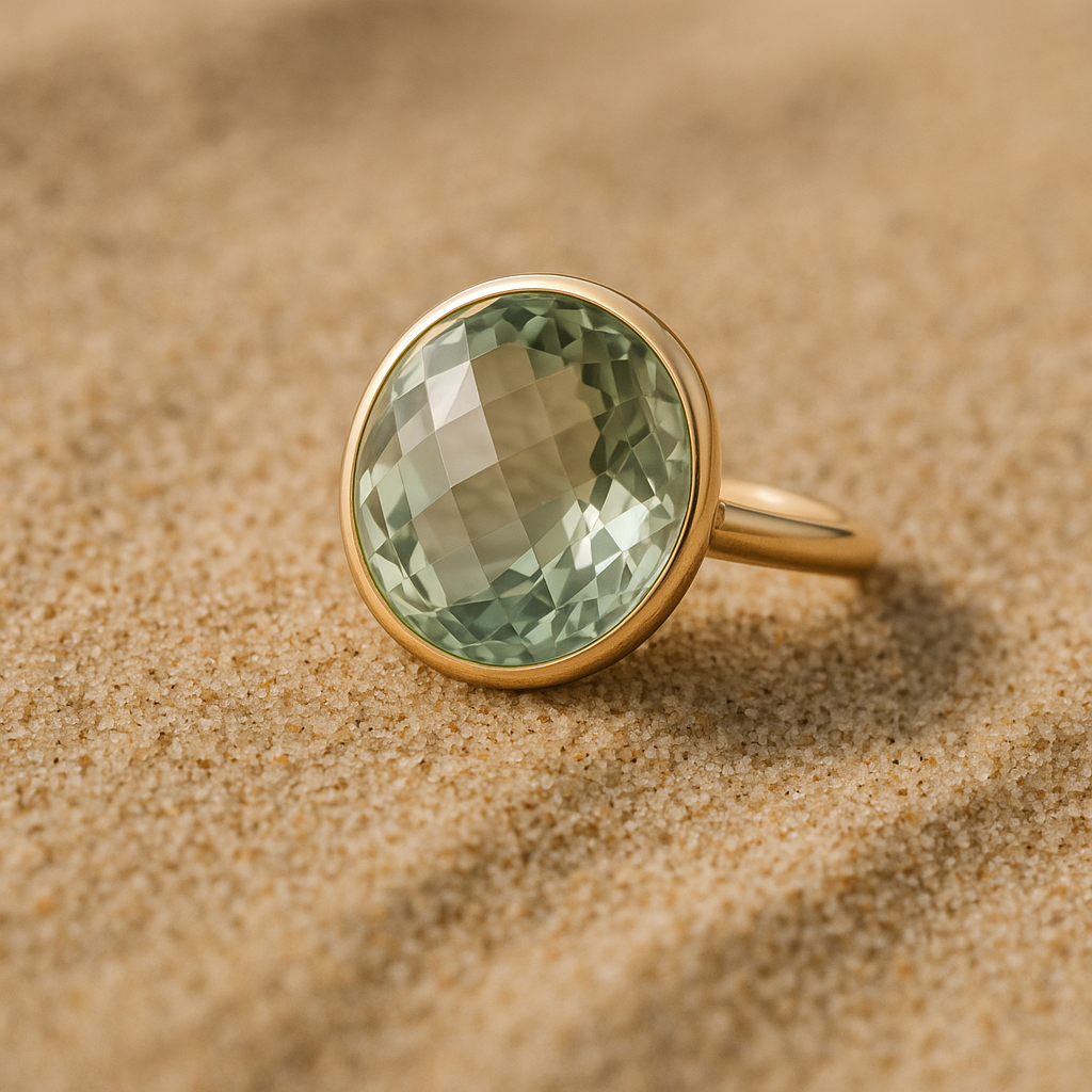 Round Green Amethyst Ring