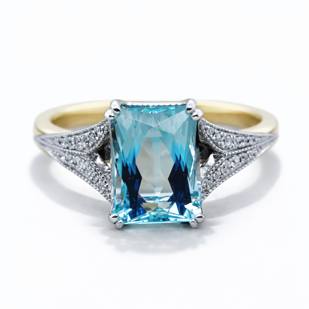 Aquamarine & Diamond Dress Ring