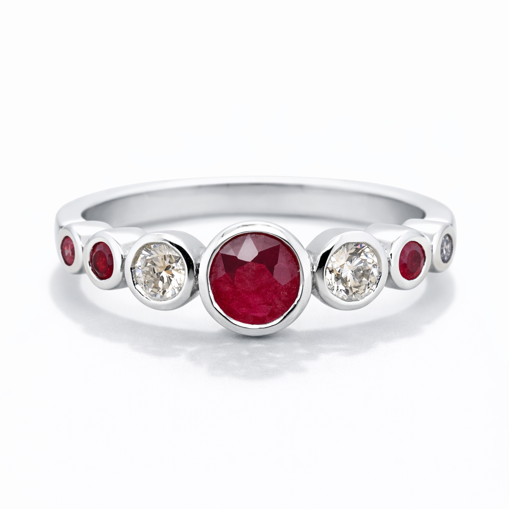 18ct White Gold Ruby & Diamond Dress Ring
