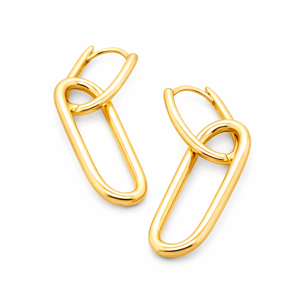 9ct Yellow Gold Paperclip Drop Earrrings